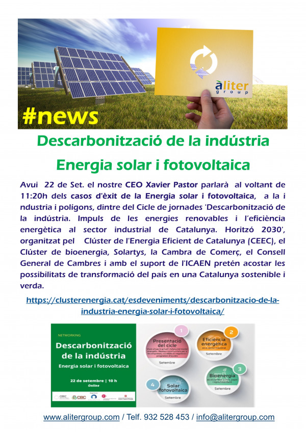 Descarbonització de la indústria:  Energia solar i fotovoltaica